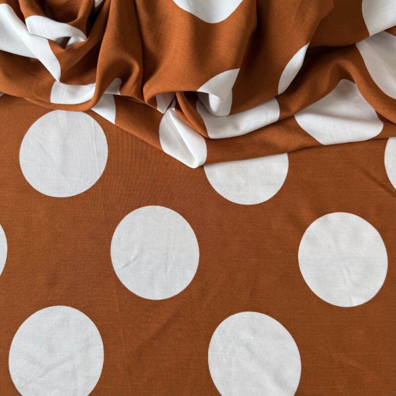 Tecido Estampado 100% Viscose - POÁ Caramelo Tecido Estampado 100% Viscose - POÁ Caramelo