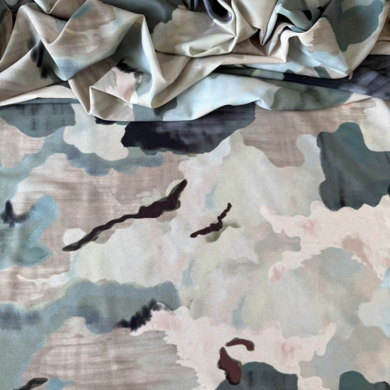 Tecido Estampado Viscoseda - Abstrato Pintura Verde - Atacado Tecido Estampado Viscoseda - Abstrato Pintura Verde - Atacado