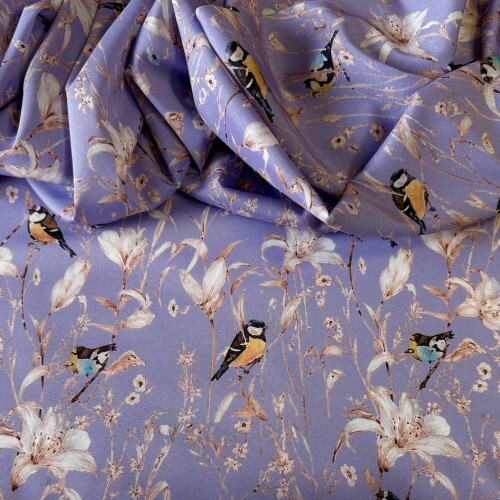 Tecido Estampado Viscoseda Floral Delicado Lilás Tecido Estampado Viscoseda Floral Delicado Lilás
