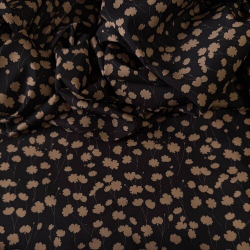 Tecido Estampado Viscoseda Floral Liberty Preto
