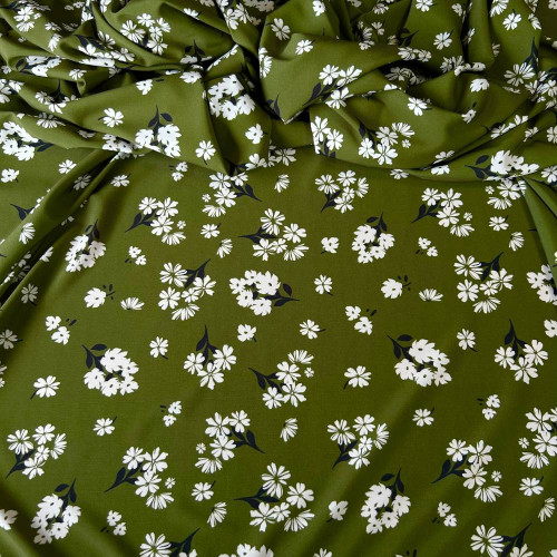 Tecido Estampado Viscoseda Flores ao Vento Verde