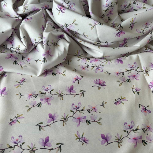 Tecido Estampado Viscoseda Flores Lavanda