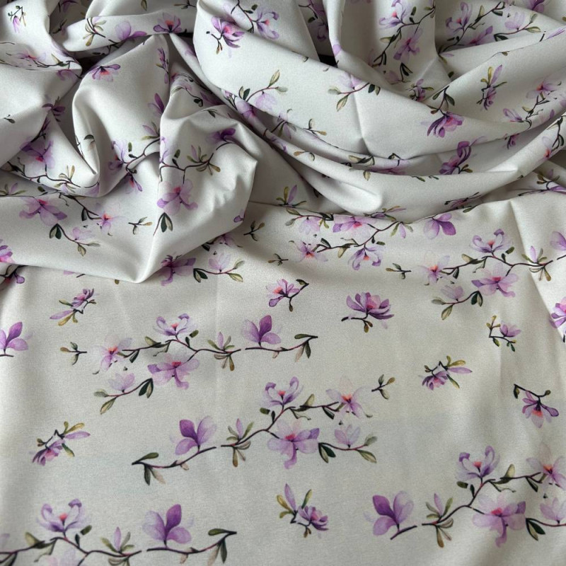 Tecido Estampado Viscoseda Flores Lavanda
