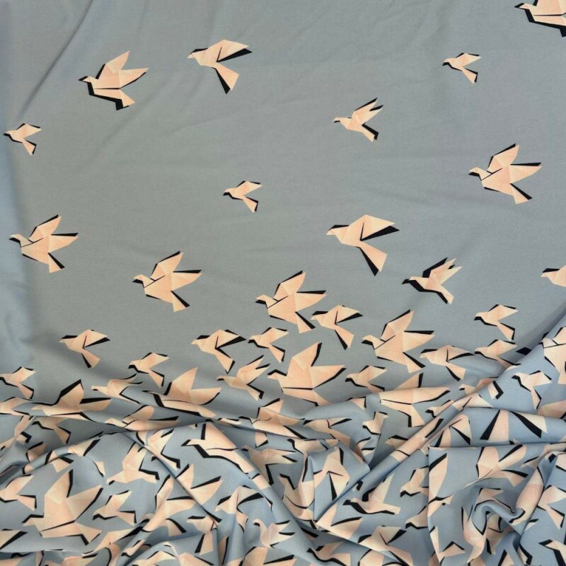 Tecido Estampado Viscoseda Origamis Barrado