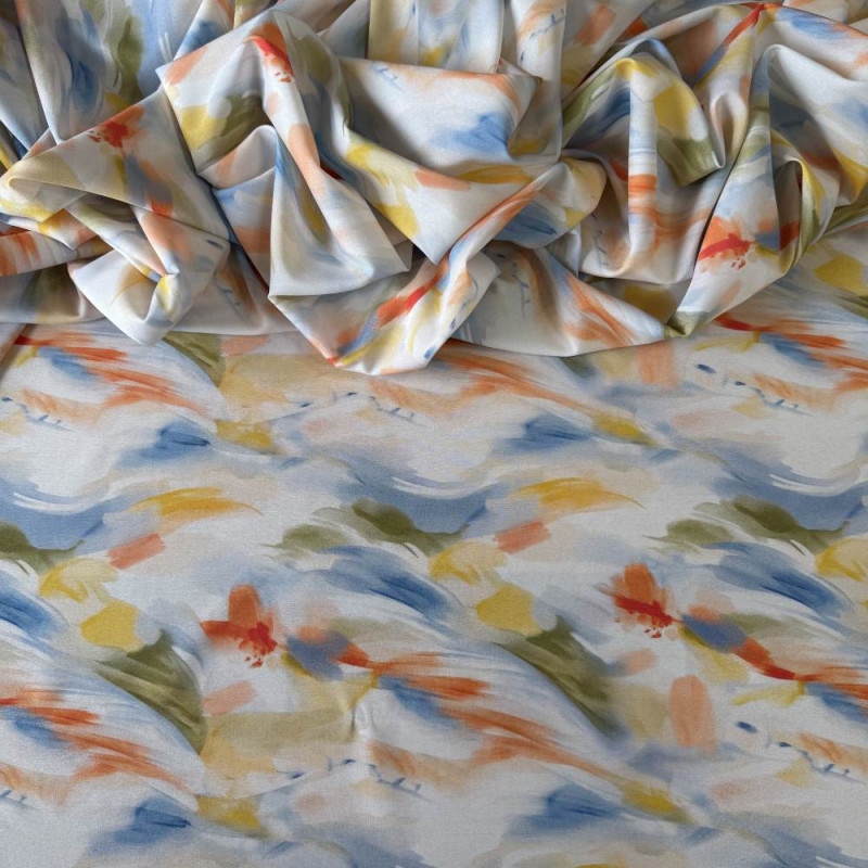 Tecido Estampado Viscoseda Pintura Delicada
