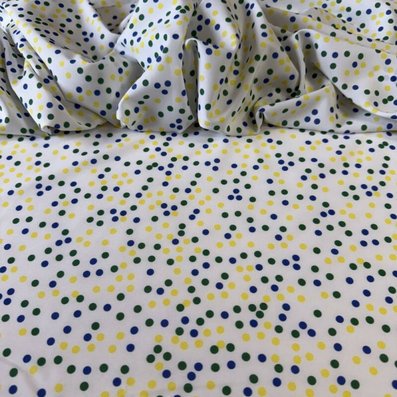 Tecido Estampado Viscoseda POÁ Amarelo, Azul e Verde Tecido Estampado Viscoseda POÁ Amarelo, Azul e Verde