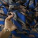 Tecido Estampado Viscoseda Rocha Azul Geométrica