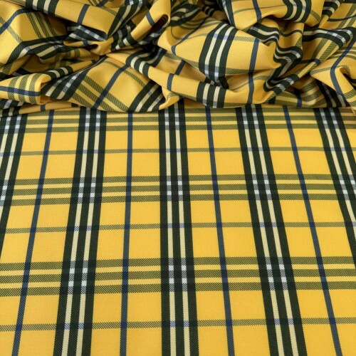 Tecido Estampado Viscoseda Xadrez Amarelo e Verde