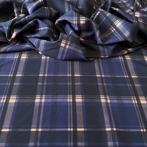 Tecido Estampado Viscoseda - Xadrez Azul Marinho