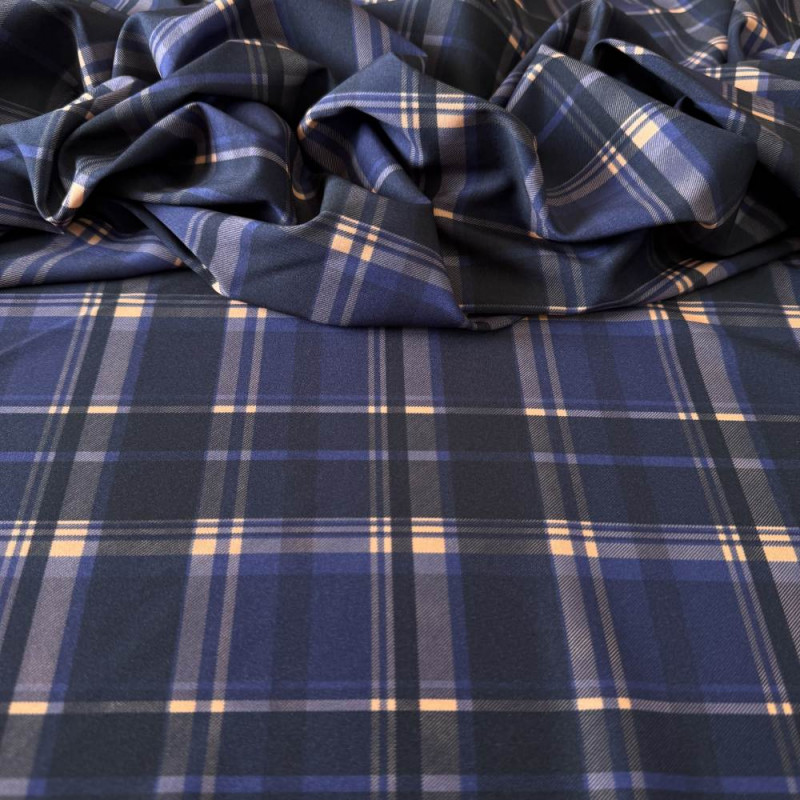 Tecido Estampado Viscoseda - Xadrez Azul Marinho - Atacado Tecido Estampado Viscoseda - Xadrez Azul Marinho - Atacado