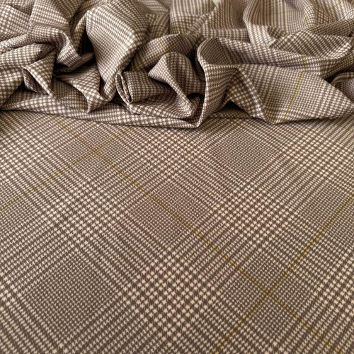 Tecido Estampado Viscoseda - Xadrez Marrom Outono