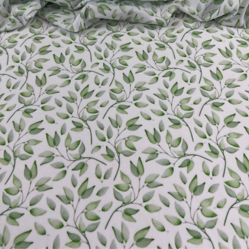 Tecido Estampado Viscoseda folhas verde - Atacado
