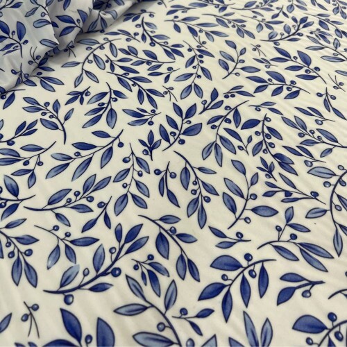 Tecido Estampado Viscoseda folhas azuis1 - Atacado