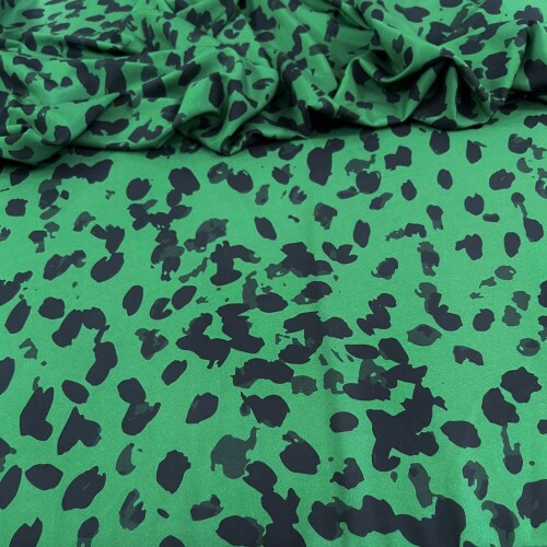 Tecido Estampado Viscoseda animal print verde - Atacado