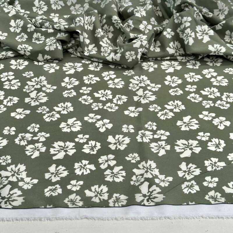 Tecido Estampado Viscoseda flores olivia - Atacado