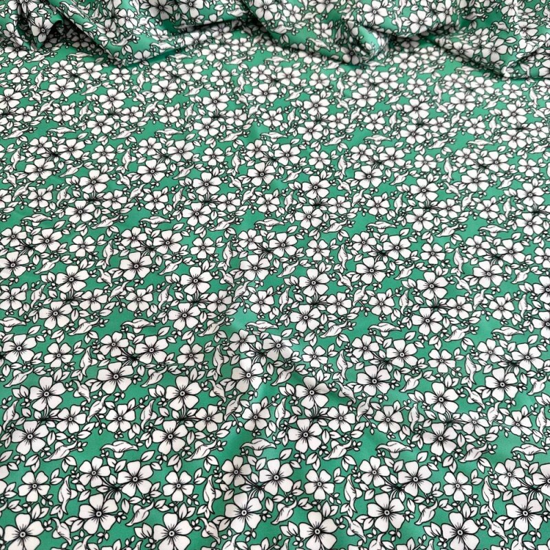 Tecido Estampado Viscoseda floral liberty verde