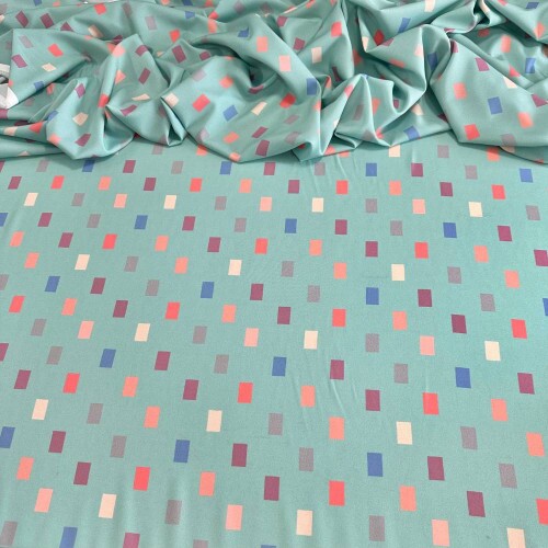 Tecido Estampado Viscoseda retângulos colors - Atacado
