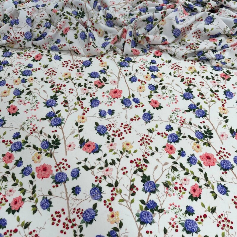 Tecido Estampado Viscoseda floral mini rosas  - Atacado