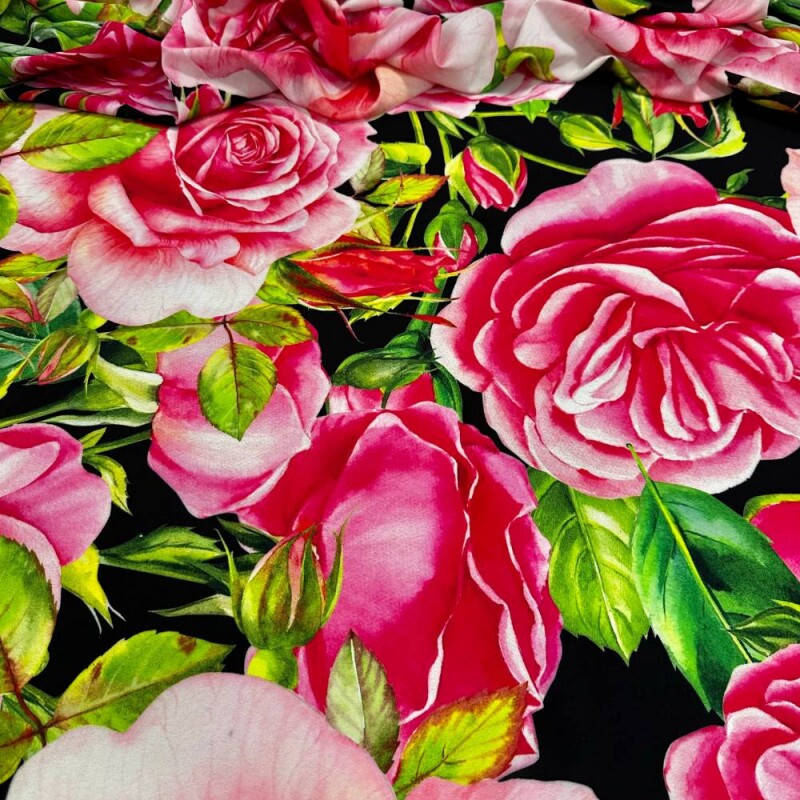 Tecido Estampado Viscoseda rosas - Atacado