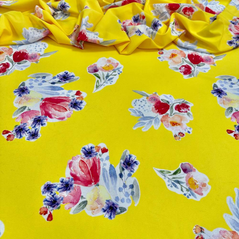 Tecido Estampado Viscoseda buque de flores - Atacado