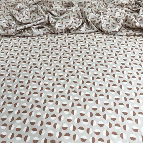Tecido Estampado Viscoseda bolinhas bege - Atacado
