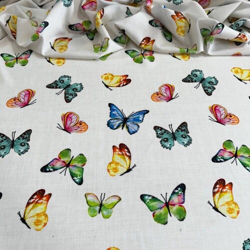 Tecido Estampado Viscoseda borboletas colors  - Atacado
