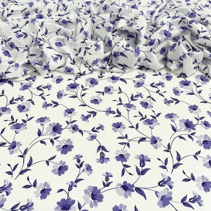 Tecido Estampado Viscoseda floral lavanda