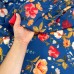 Tecido Estampado Viscoseda floral fundo azul - Atacado