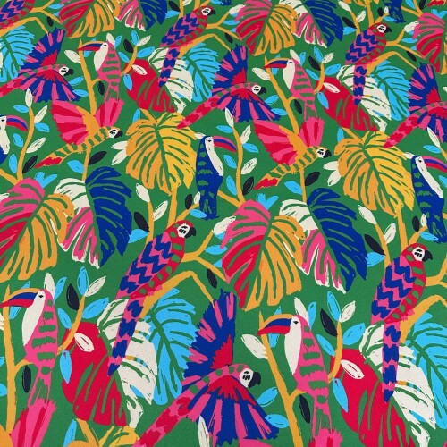 Tecido Estampado Viscoseda araras colors 2 - Atacado