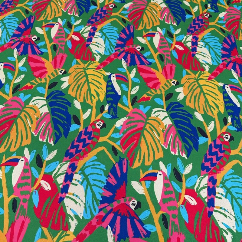 Tecido Estampado Viscoseda araras colors 2 - Atacado