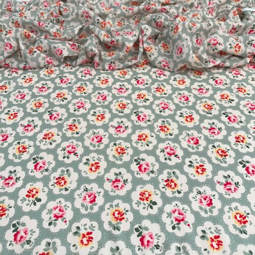 Tecido Estampado Viscoseda floral retro - Atacado