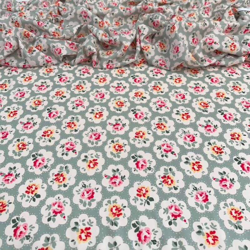 Tecido Estampado Viscoseda floral retro - Atacado