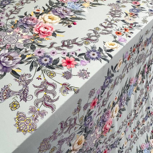Tecido Estampado Viscoseda barrado floral perfeito - Atacado