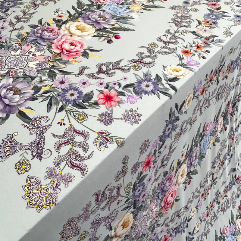 Tecido Estampado Viscoseda barrado floral perfeito - Atacado