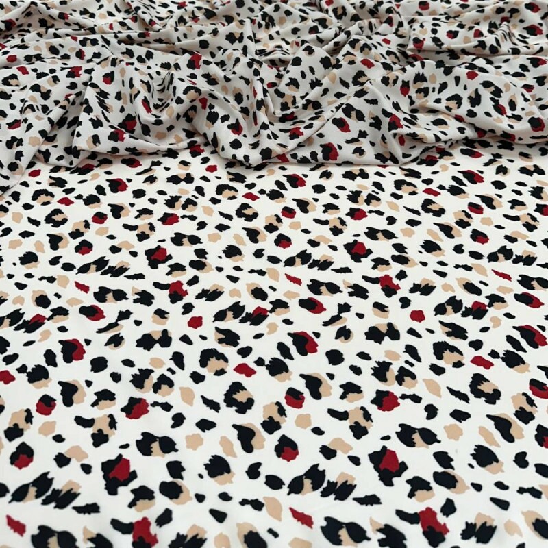 Tecido Estampado Viscoseda animal print pequeno - Atacado