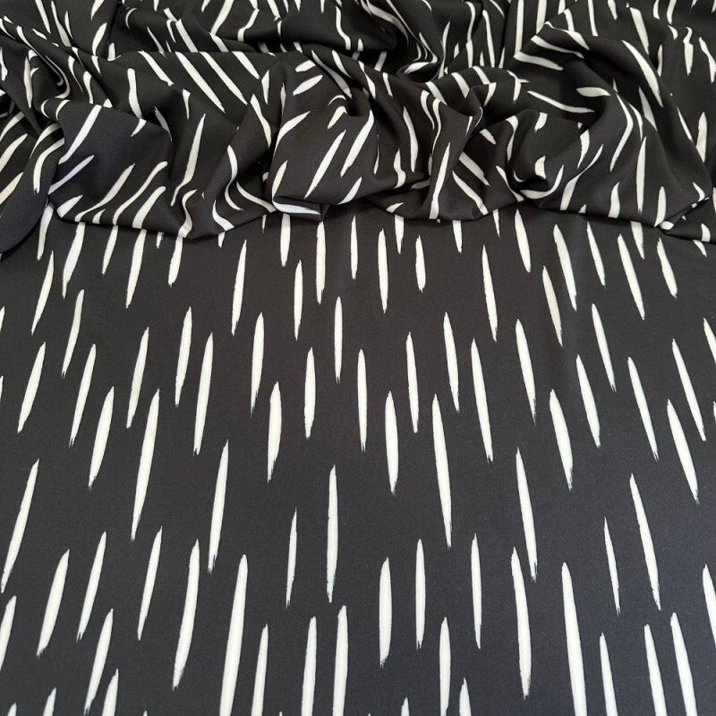 Tecido Estampado Viscoseda P&B chuviscos - Atacado