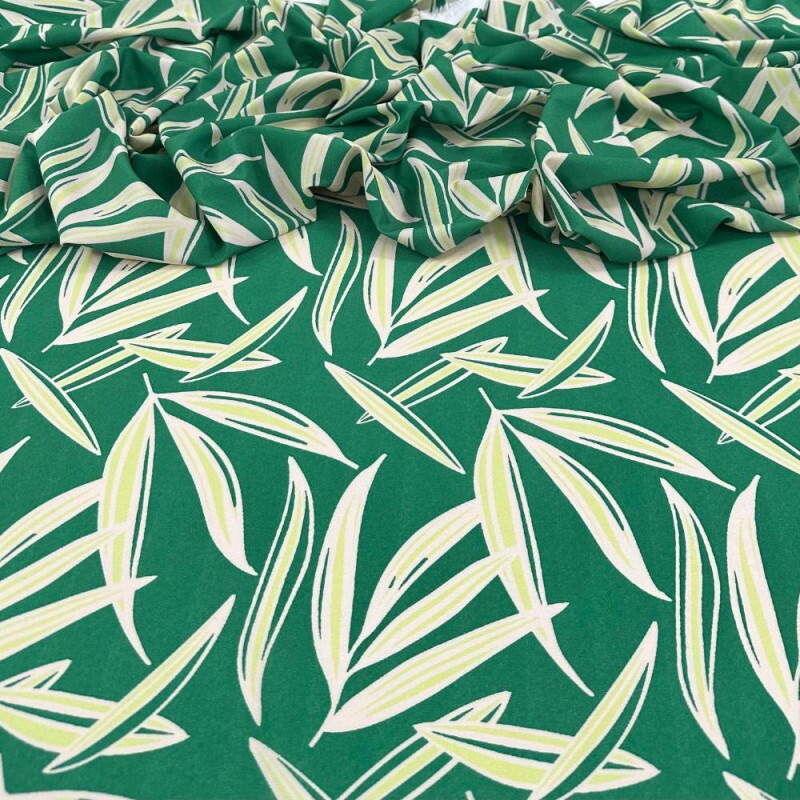 Tecido Estampado Viscoseda folhagem verde 2 - Atacado