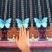 Tecido Estampado Viscoseda barrado duplo de borboletas 