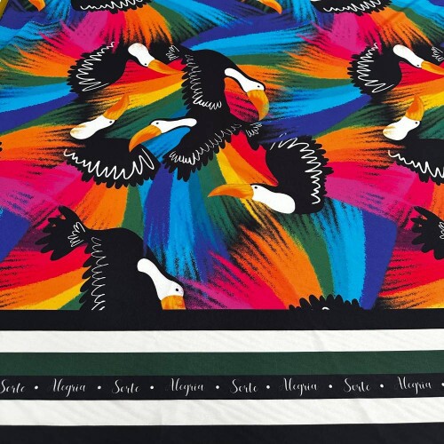 Tecido Estampado Viscoseda tucanos colors 3 - Atacado
