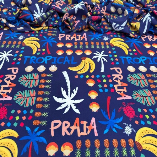 Tecido Estampado Viscoseda  praia