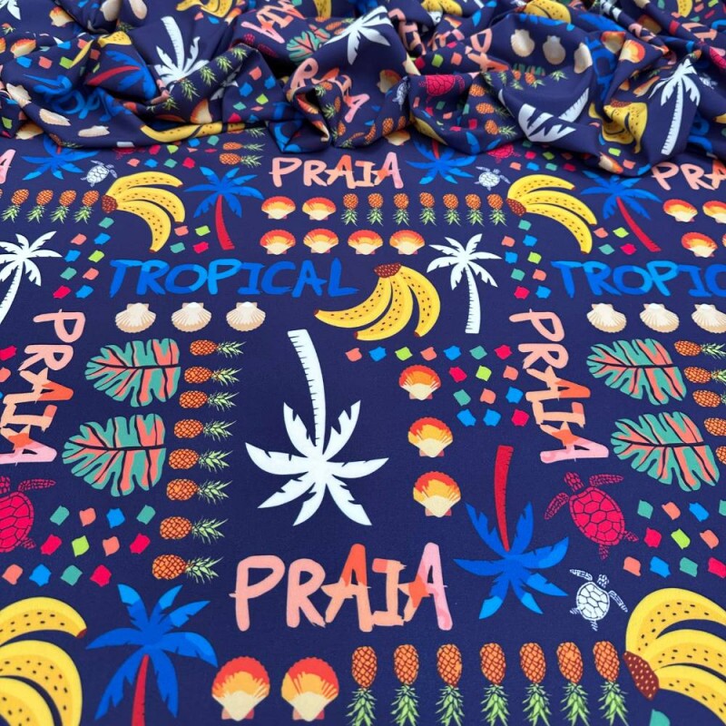 Tecido Estampado Viscoseda  praia - Atacado