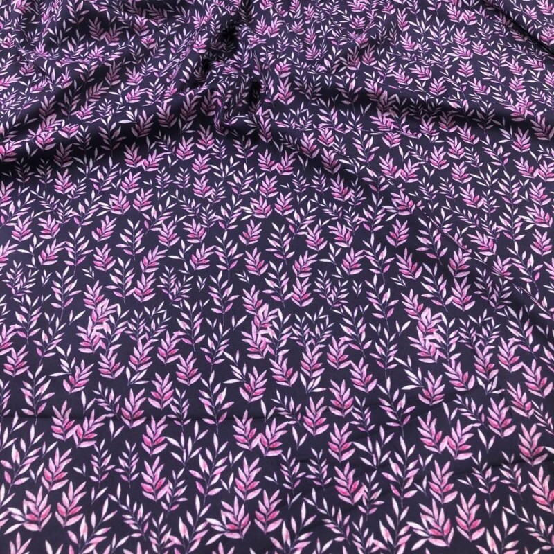 Tecido Estampado Viscoseda flor liberty roxa - Atacado