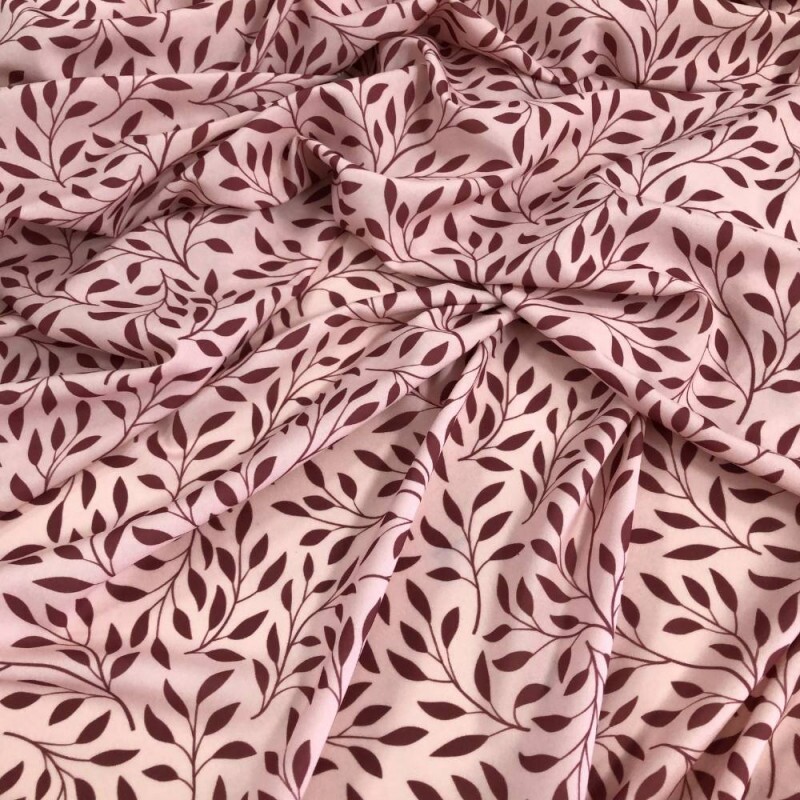 Tecido Estampado Viscoseda folhagens - Atacado