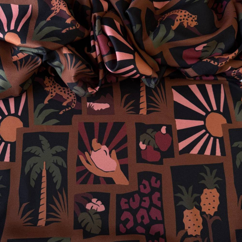 Tecido Estampado Viscoseda Onça na Mata - Atacado