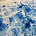 Tecido Estampado Viscoseda barrado floral azul