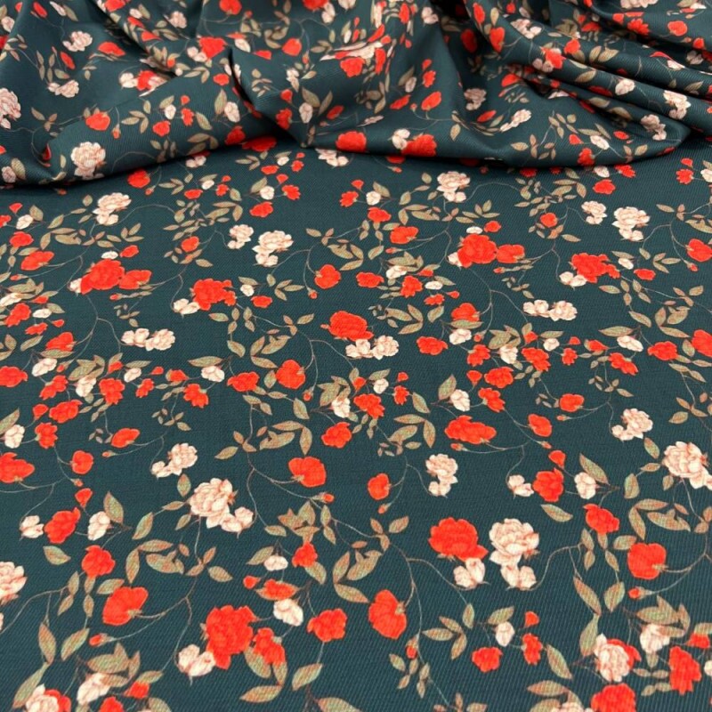 Tecido Estampado Crepe Evolve rosinha