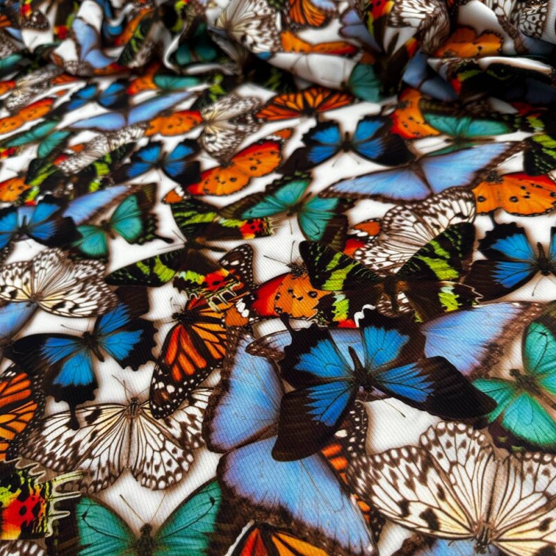 Tecido Estampado Crepe Evolve 3D Borboletas