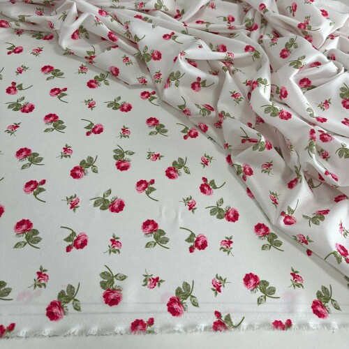 Tecido Estampado Crepe Evolve rosas pequenas