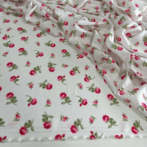 Tecido Estampado Viscose  Eco Premium rosas pequenas