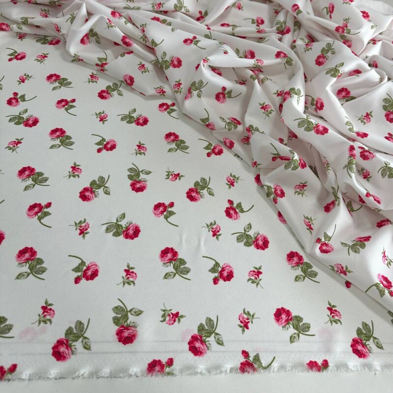 Tecido Estampado Viscose  Eco Premium rosas pequenas